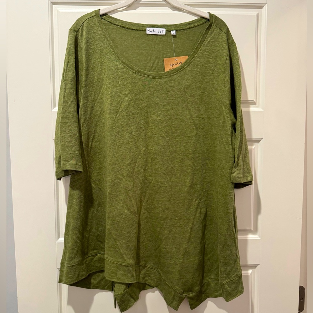 NWT Habitat L Green Linen Tunic Top